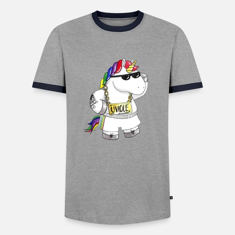 Unique Comic Einhorn - Männer Kontrast-T-Shirt - Grau/Navy 