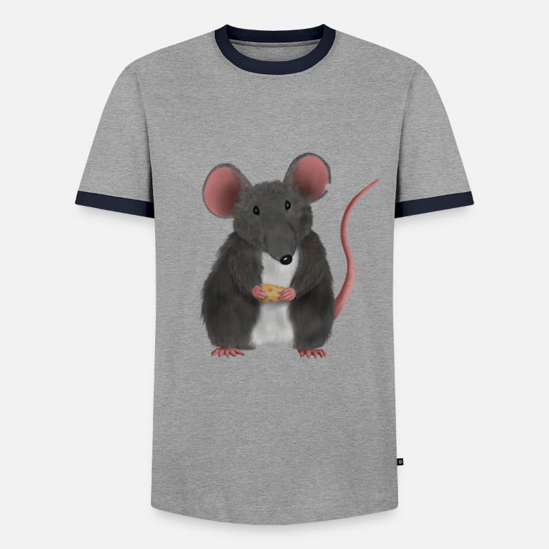 Kleine süße Maus oder Ratte - Männer Kontrast-T-Shirt - Grau/Navy 