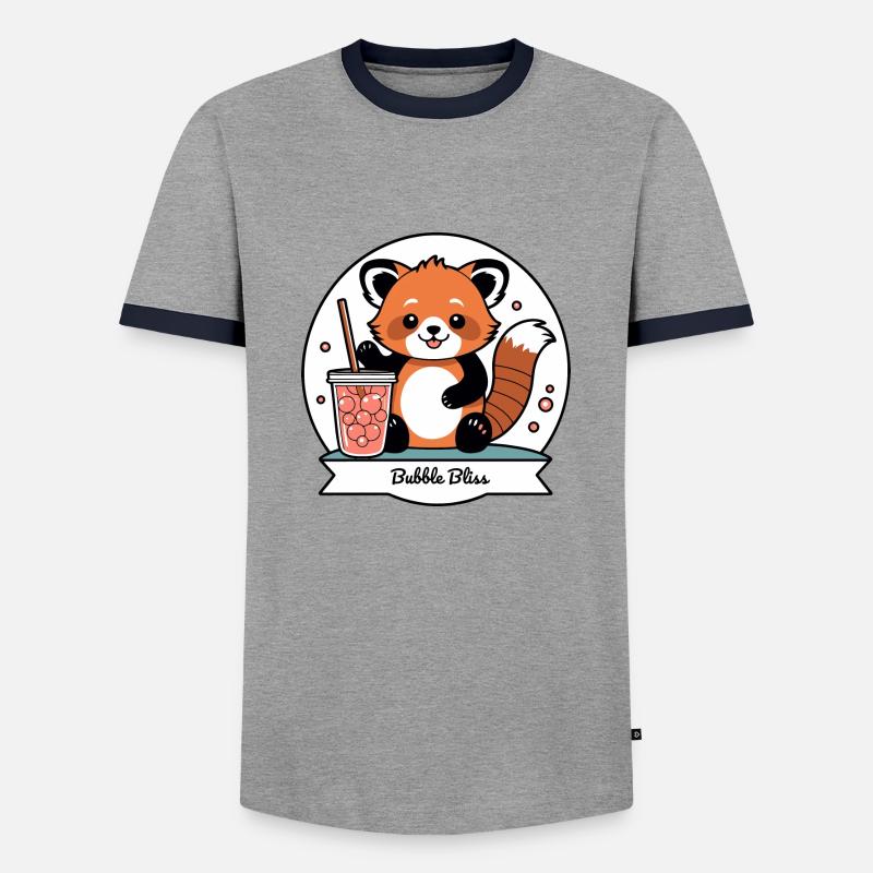 Red Panda Bubble Tea - Männer Kontrast-T-Shirt - Grau/Navy 