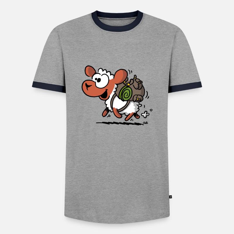 Schaf mit Rucksack - Männer Kontrast-T-Shirt - Grau/Navy 