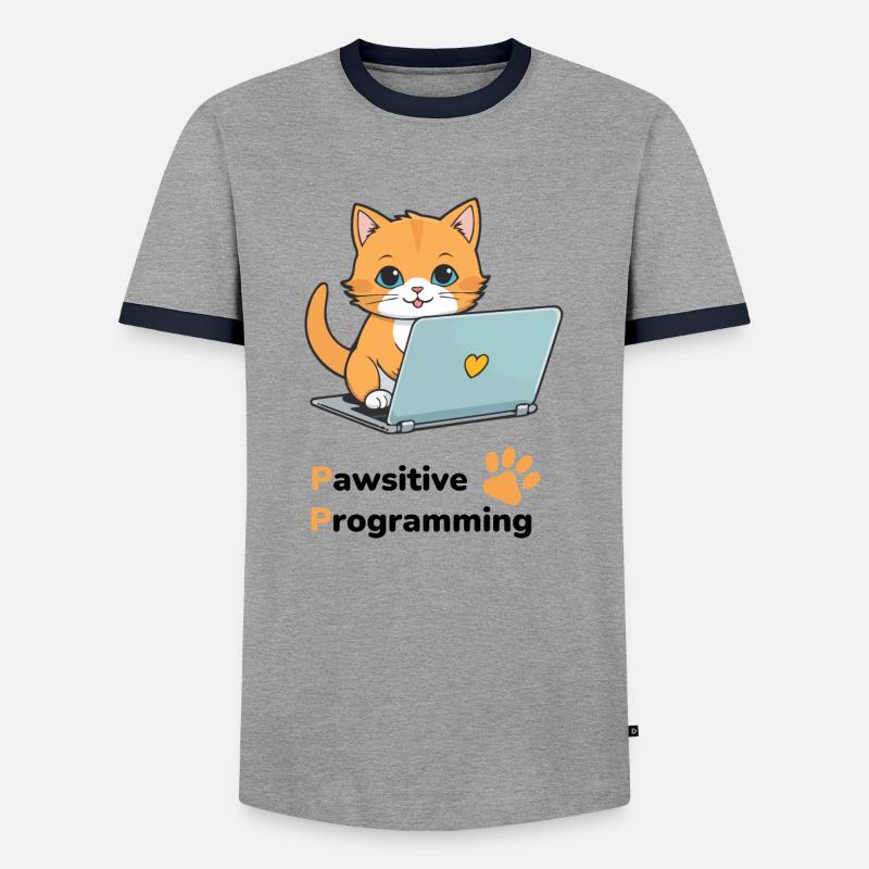 Pawsitive programming - Männer Kontrast-T-Shirt - Grau/Navy 