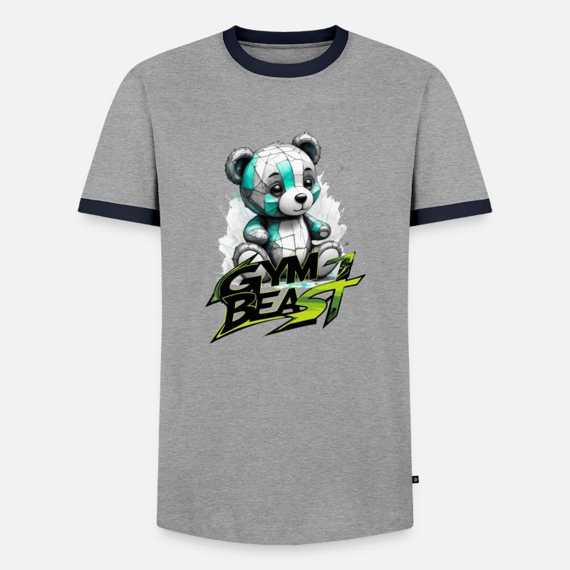 teddy gym beast - Männer Kontrast-T-Shirt - Grau/Navy