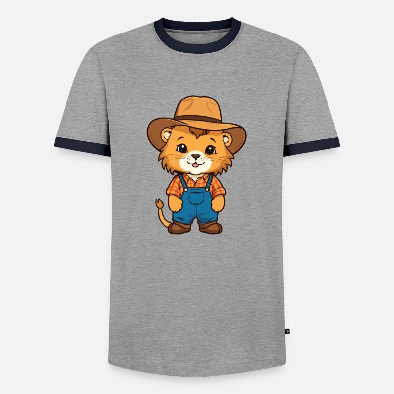 Babylöwe als Bauer - Männer Kontrast-T-Shirt - Grau/Navy 