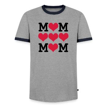 Muttertag - Männer Kontrast-T-Shirt - Grau/Navy  - Vorne - AI Model Female 172 light (172cm) & AI Model Male 178 light (178cm)