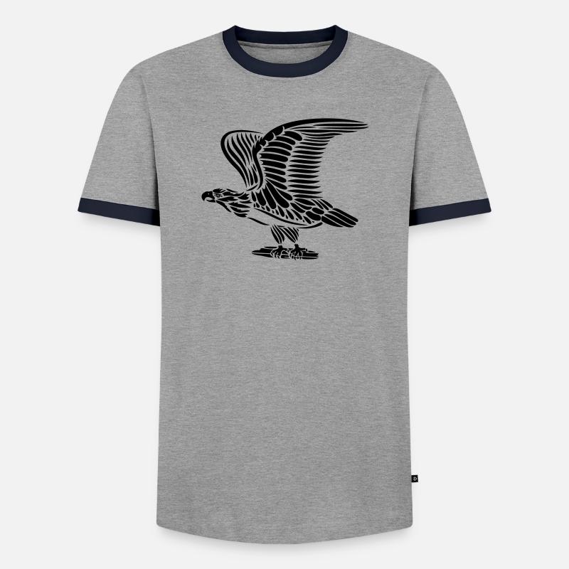 Tattoo eagle with wings. - Men's Ringer Shirt - grey/navy 