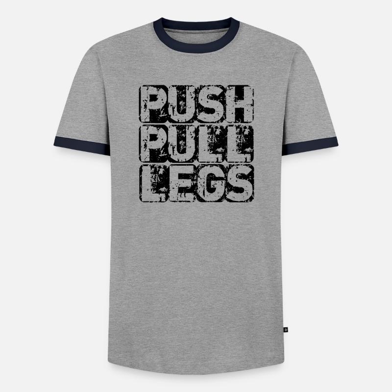PUSH PULL LEG - Men's Ringer Shirt - grey/navy
