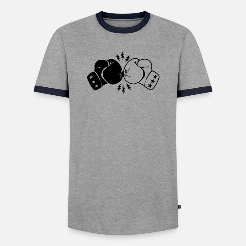 Boxboxhandschuhe Kontakt mit Blitz - Männer Kontrast-T-Shirt - Grau/Navy 