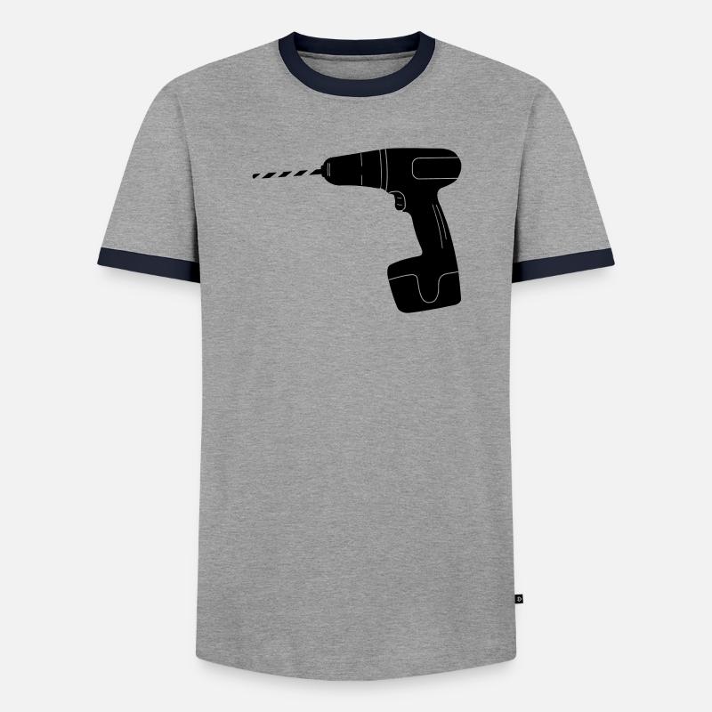 Tool drill logo - Men's Ringer Shirt - grey/navy 