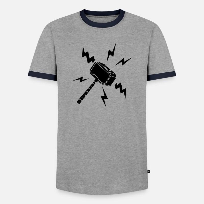 Thor-Hammer mit Blitz - Männer Kontrast-T-Shirt - Grau/Navy