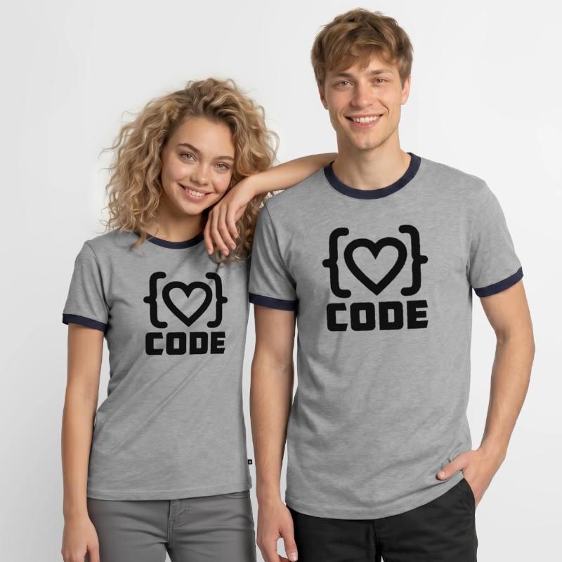 Herzprogrammierer Code Logo mit Text CODE Männer Kontrast-T-Shirt