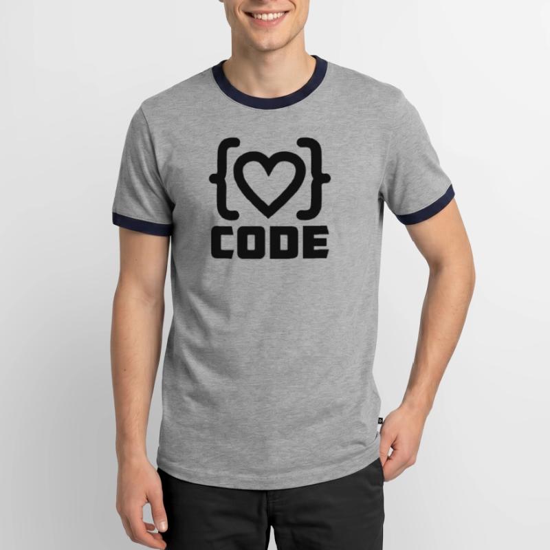 Heart programmer code logo with text CODE Men's Ringer Shirt