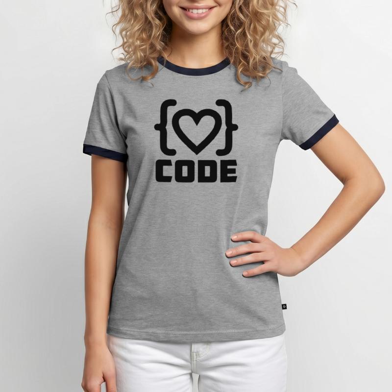 Herzprogrammierer Code Logo mit Text CODE Männer Kontrast-T-Shirt