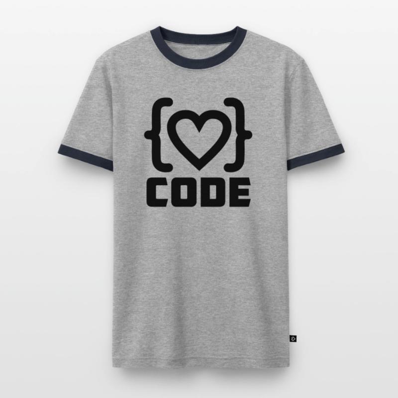 Herzprogrammierer Code Logo mit Text CODE Männer Kontrast-T-Shirt