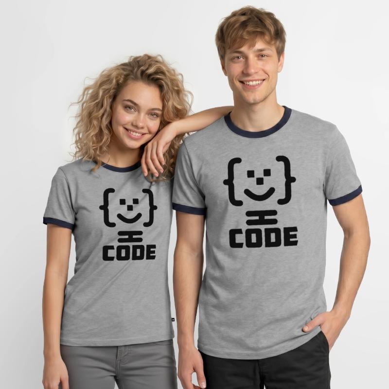 Main programmer code logo with text CODE Men's Ringer Shirt