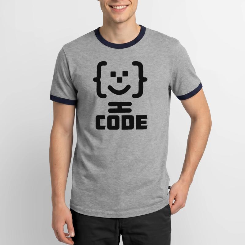 Main programmer code logo with text CODE Men's Ringer Shirt