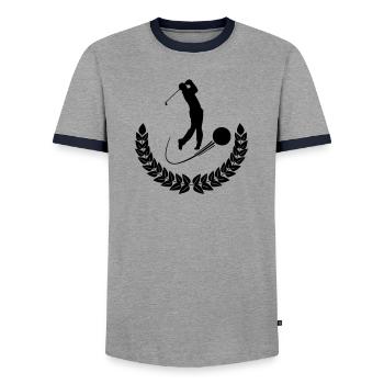 Golf laurel wreath - Men's Ringer Shirt - grey/navy  - Front - AI Model Female 172 light (172cm) & AI Model Male 178 light (178cm)