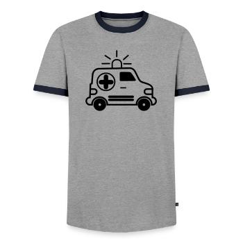 Krankenwagen Krankenhauswagen - Männer Kontrast-T-Shirt - Grau/Navy  - Vorne - AI Model Female 172 light (172cm) & AI Model Male 178 light (178cm)