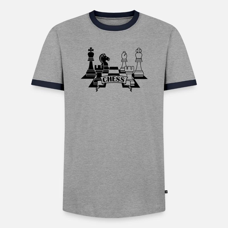 Chess pieces with text CHESS - Men's Ringer Shirt - grey/navy 