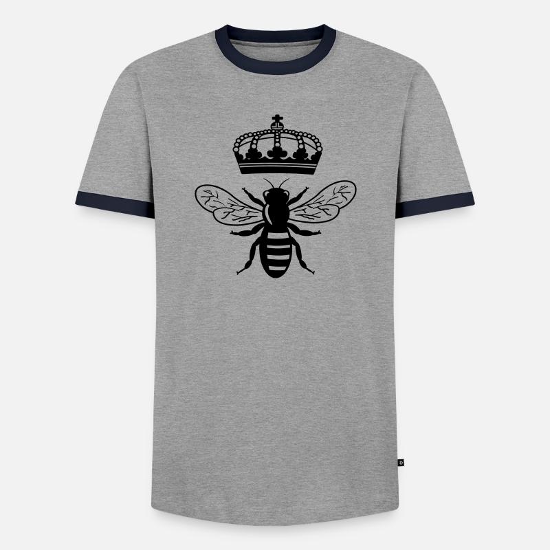 Queen bee with crown - Men's Ringer Shirt - grey/navy 