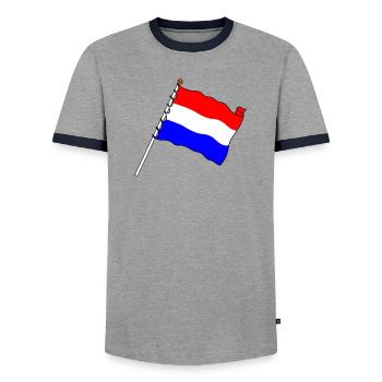 Flag Netherlands - Men's Ringer Shirt - grey/navy  - Front - AI Model Female 172 light (172cm) & AI Model Male 178 light (178cm)