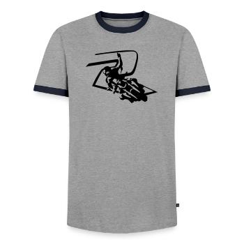 Nakedbike900 - Men's Ringer Shirt - grey/navy  - Front - AI Model Female 172 light (172cm) & AI Model Male 178 light (178cm)