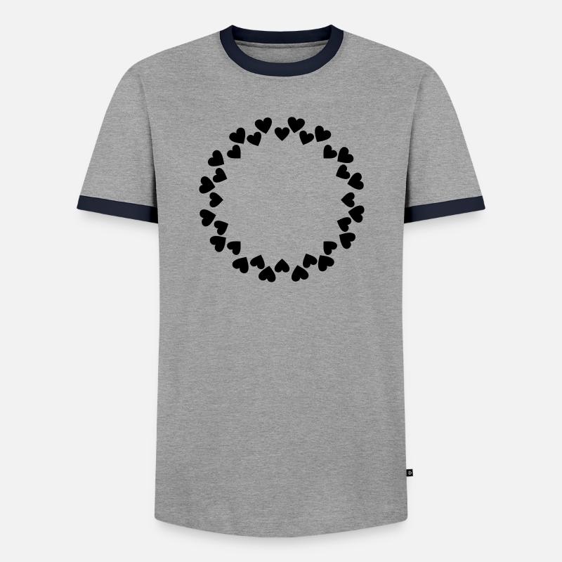 Hearts circle large small double circle - Men's Ringer Shirt - grey/navy 