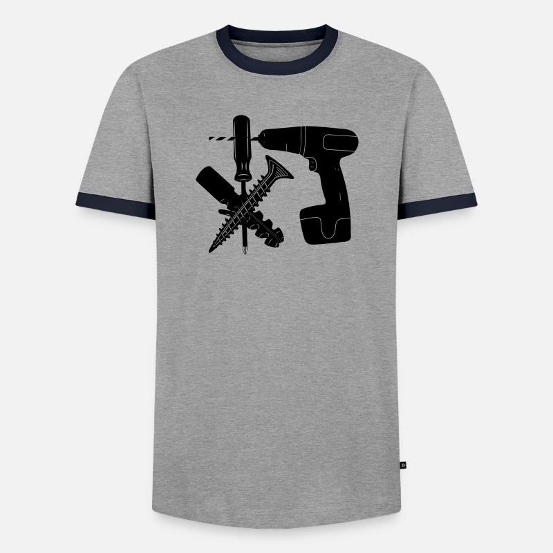Screw and plug drill - Men's Ringer Shirt - grey/navy 