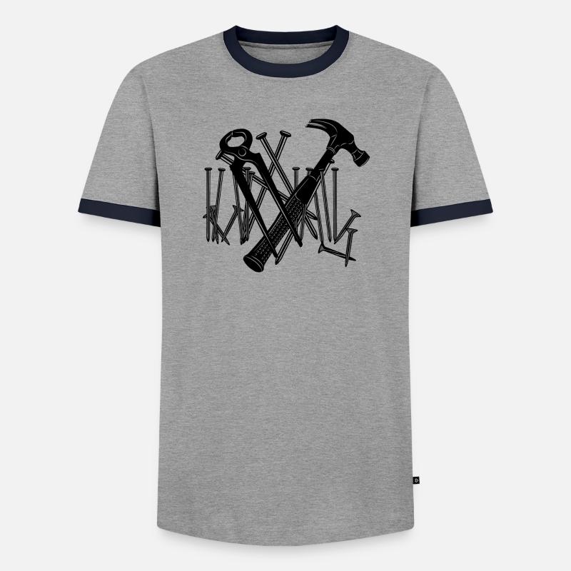 Carpenter tools and nails - Men's Ringer Shirt - grey/navy 