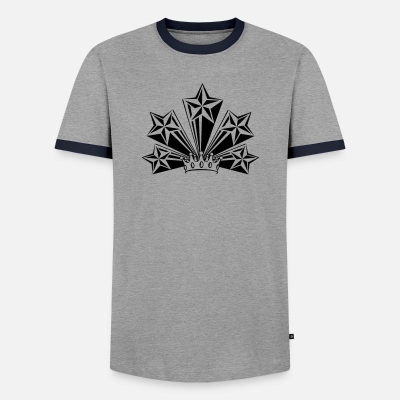 Transparente Krone mit vier großen Sternen - Männer Kontrast-T-Shirt - Grau/Navy 