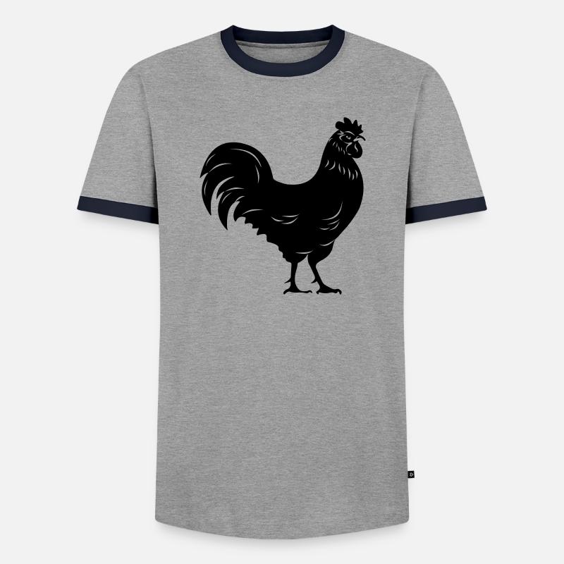 Rooster black transparent Shadow image - Men's Ringer Shirt - grey/navy 