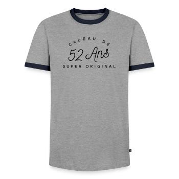 Cadeau 52 ans  - T-shirt contrasté Homme - gris/marine  - Devant - AI Model Female 172 light (172cm) & AI Model Male 178 light (178cm)