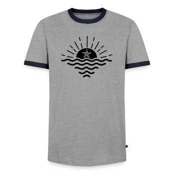 sunset star - Men's Ringer Shirt - grey/navy  - Front - AI Model Female 172 light (172cm) & AI Model Male 178 light (178cm)