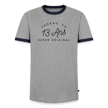 Cadeau 13 ans  - T-shirt contrasté Homme - gris/marine  - Devant - AI Model Female 172 light (172cm) & AI Model Male 178 light (178cm)