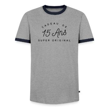 Cadeau 15 ans - T-shirt contrasté Homme - gris/marine  - Devant - AI Model Female 172 light (172cm) & AI Model Male 178 light (178cm)