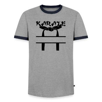OBI Band 3 - Men's Ringer Shirt - grey/navy  - Front - AI Model Female 172 light (172cm) & AI Model Male 178 light (178cm)