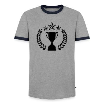 Lorbeerkranz mit oben drei Sternen - Männer Kontrast-T-Shirt - Grau/Navy  - Vorne - AI Model Female 172 light (172cm) & AI Model Male 178 light (178cm)