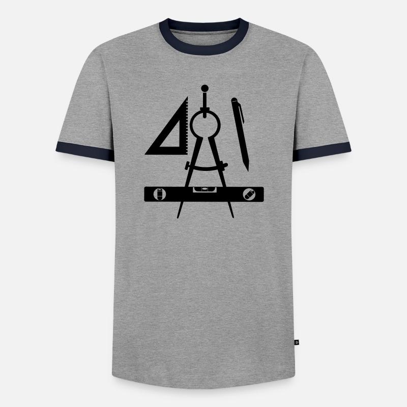 Architect logo - Men's Ringer Shirt - grey/navy 