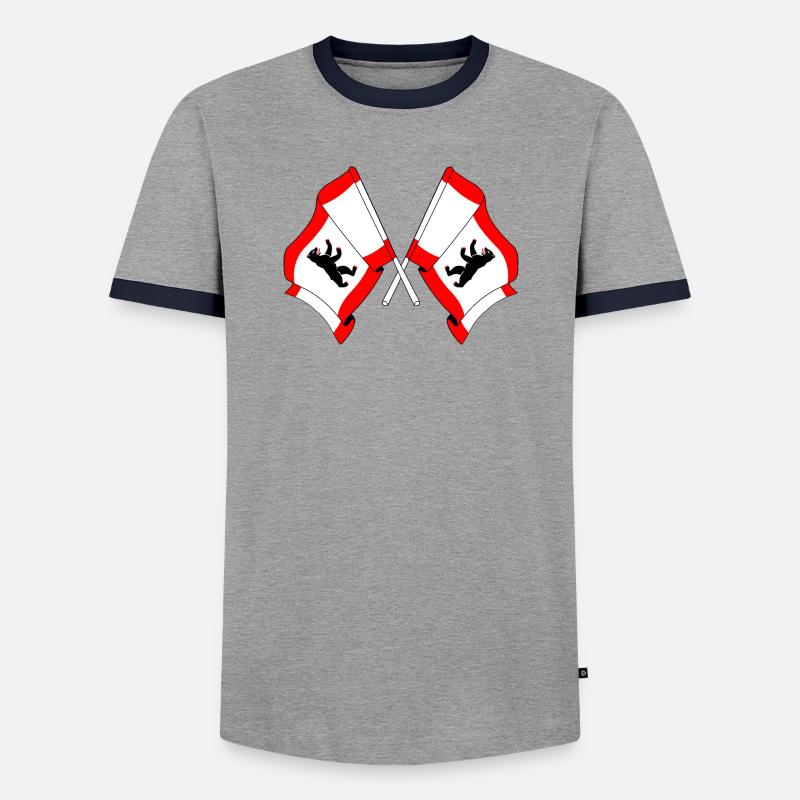 Zwei Flaggen Berlin - Männer Kontrast-T-Shirt - Grau/Navy 