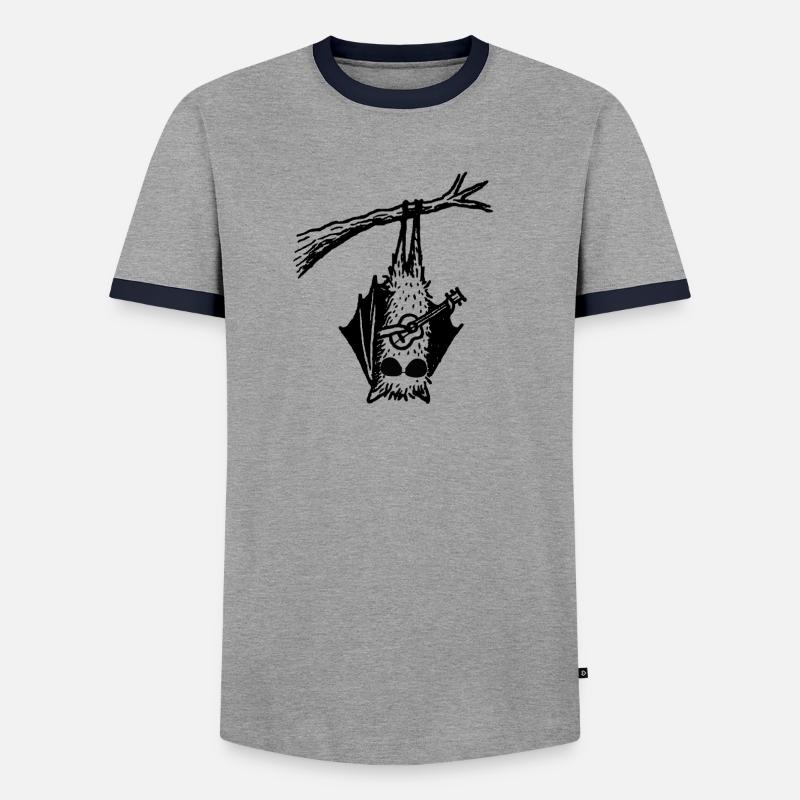 Fledermaus mit Ukulele - Männer Kontrast-T-Shirt - Grau/Navy 