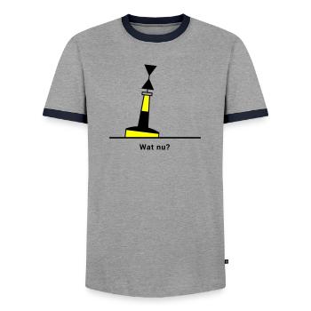 Tonne - Boje Nordsee Segeln Ostsee Maritim - Männer Kontrast-T-Shirt - Grau/Navy  - Vorne - AI Model Female 172 light (172cm) & AI Model Male 178 light (178cm)