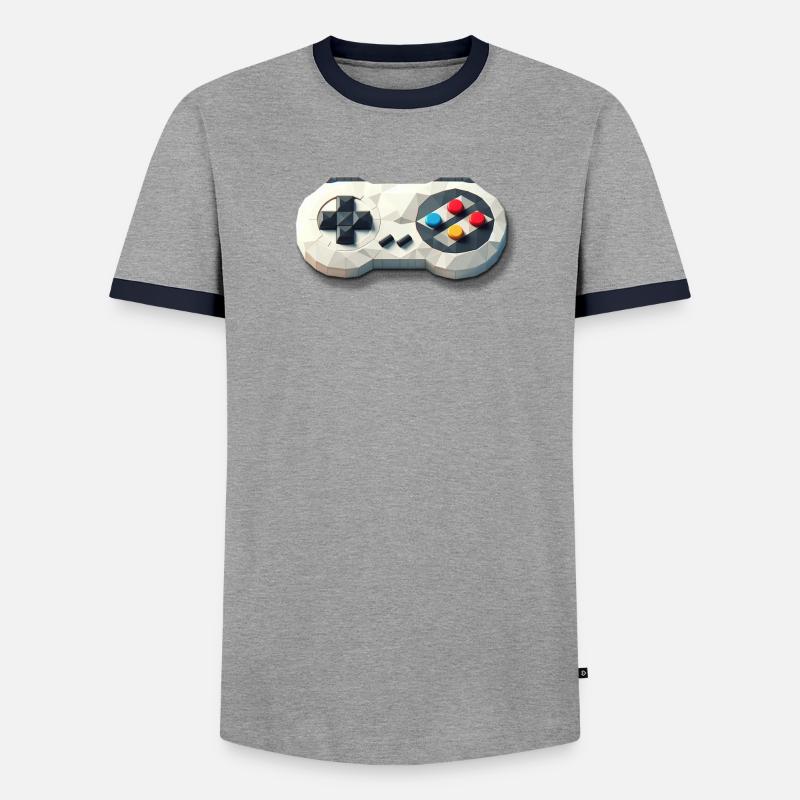Retro Controller 16 Bit Gaming Nostalgie - Männer Kontrast-T-Shirt - Grau/Navy 