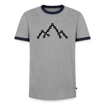 Fahrradkette mit Bergsilhouette - Männer Kontrast-T-Shirt - Grau/Navy  - Vorne - AI Model Female 172 light (172cm) & AI Model Male 178 light (178cm)
