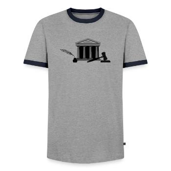 Juge avocat 30 - T-shirt contrasté Homme - gris/marine  - Devant - AI Model Female 172 light (172cm) & AI Model Male 178 light (178cm)