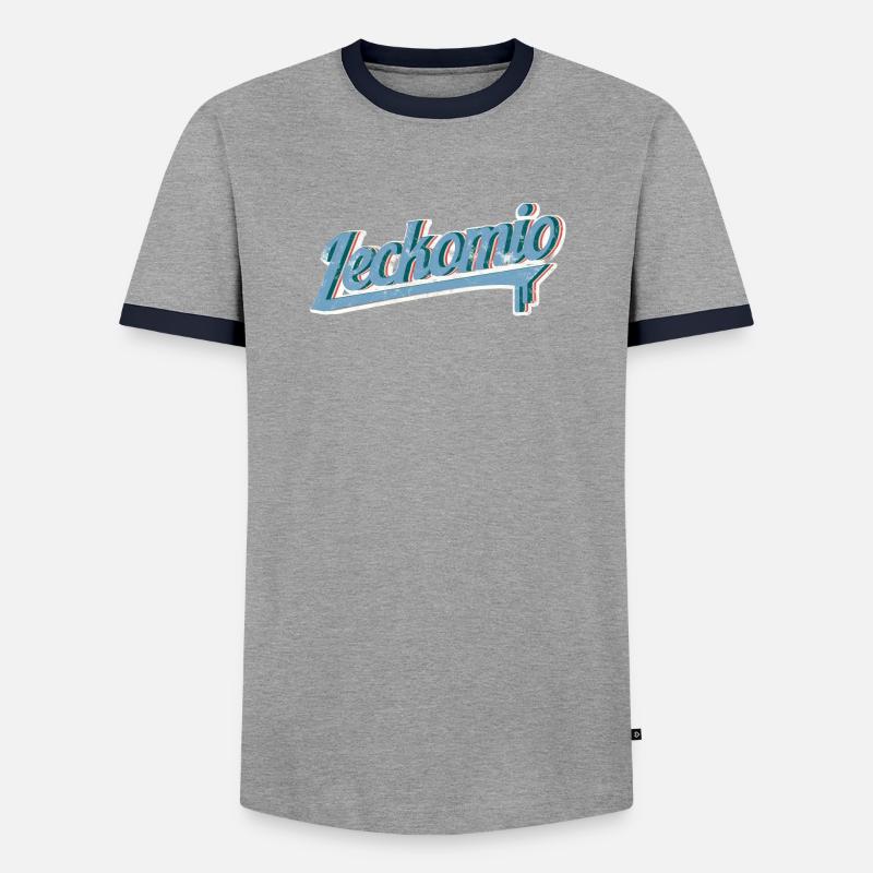 Leckomio - Lustiger Spruch - Eiscreme - Frech - Männer Kontrast-T-Shirt - Grau/Navy 
