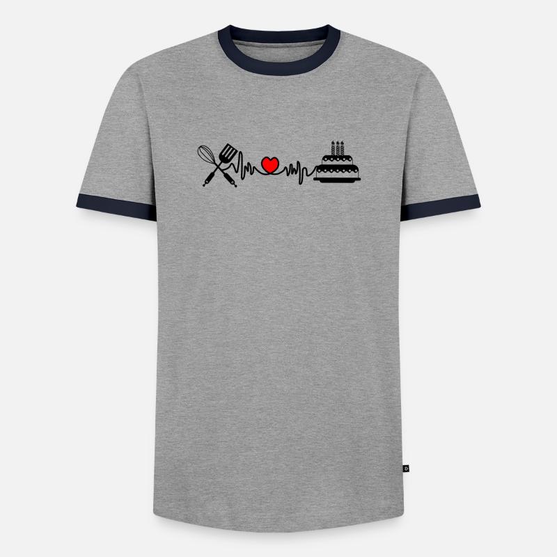Cardio Herzfrequenz Küche 3 - Männer Kontrast-T-Shirt - Grau/Navy 