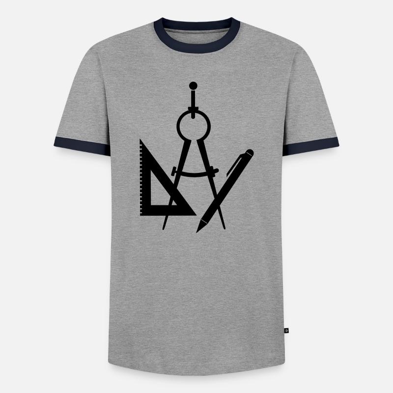 Tool architect passer logo - Men's Ringer Shirt - grey/navy 