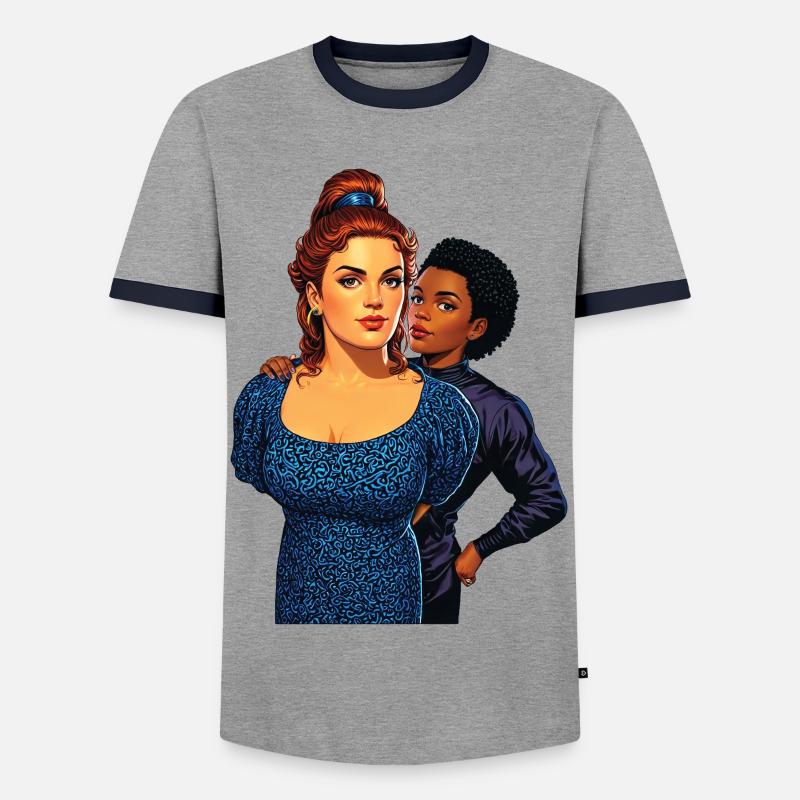 UNDER ARREST - nice people - Men's Ringer Shirt - grey/navy 