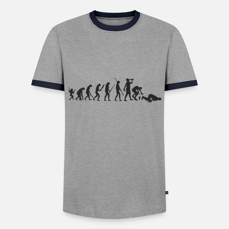 Bier – Shirt Evolution Trinken Geschenk - Männer Kontrast-T-Shirt - Grau/Navy 