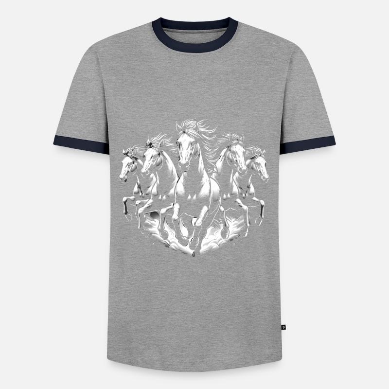 Laufpferde Dynamisches Schwarz-Weiß-Design - Männer Kontrast-T-Shirt - Grau/Navy