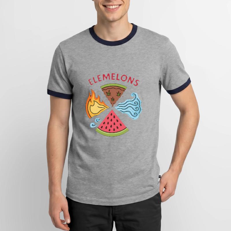 Elemelons Conception élémentaire de pastèque T-shirt contrasté Homme